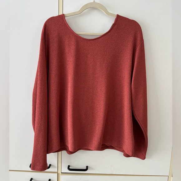 H&M Women XL Terracotta Open Back  Textured Top Casual Chic Fairy Sexy Edgy Date - Picture 3 of 6